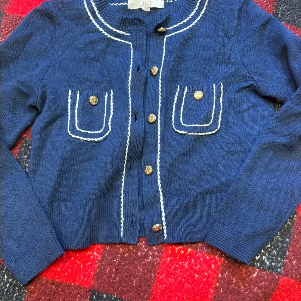 Loft Topstitched Sweater Jacket - image 3